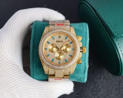 Gold ROLEX Daytona Replica 904L Steel 40MM Diameter 7750 Movement Blue Scale Gold Watch